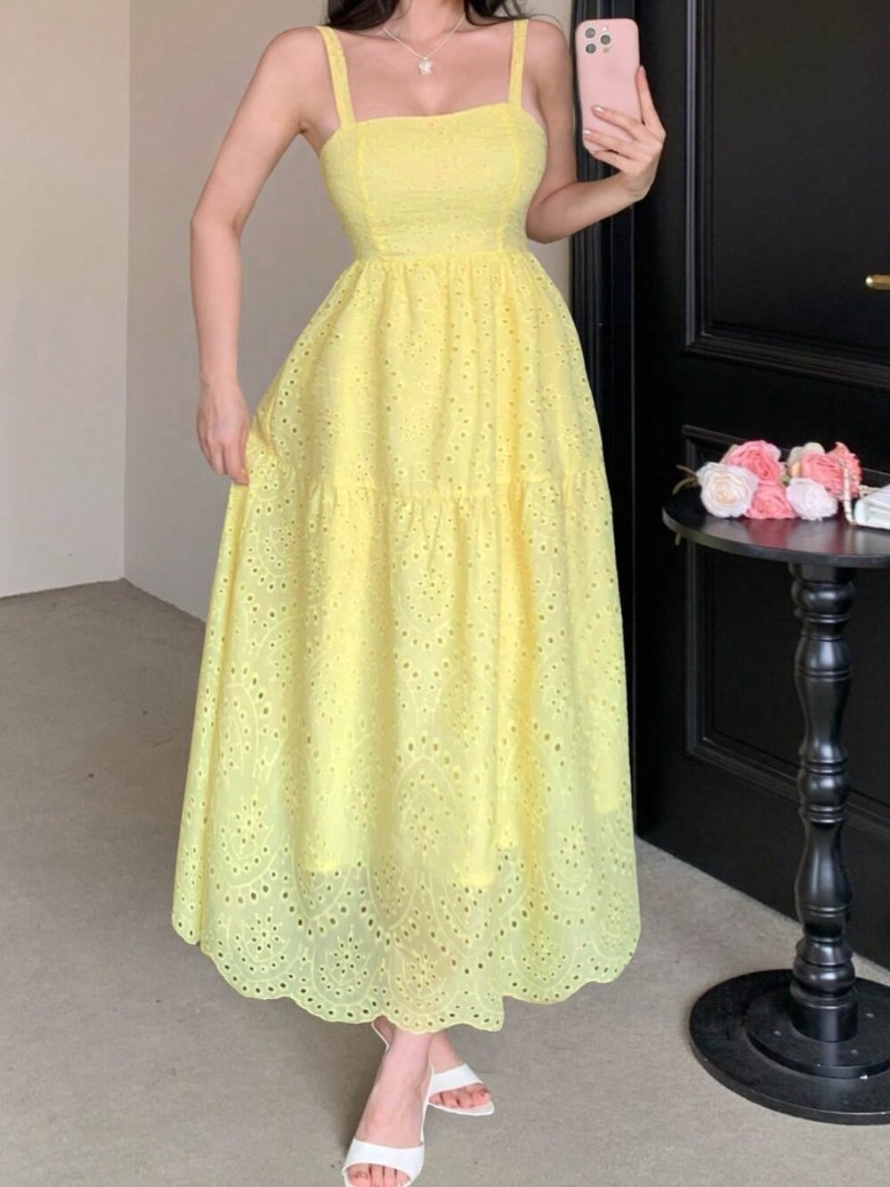 Yellow Boho Women's Casual Long Sundress - Picture 3 of 9